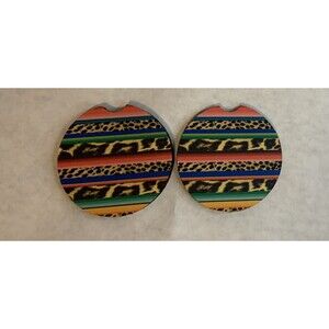 Serape Rubber Car Coasters For Drinks Absorbent Car Cup Holder/set of 2